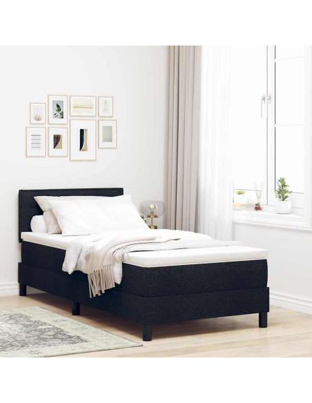 Letto a molle con materasso con led Nero 80 x 200 cm Tessuto