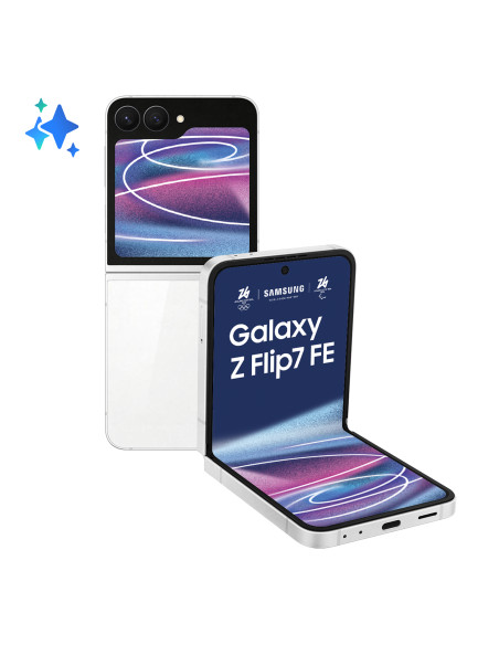 Samsung Galaxy Z Flip7 FE Smartphone AI, RAM 8GB, 128GB, Display 3,4" Super AMOLED/6,7" Dynamic AMOLED 2X, Fotocamera 50MP, Whit