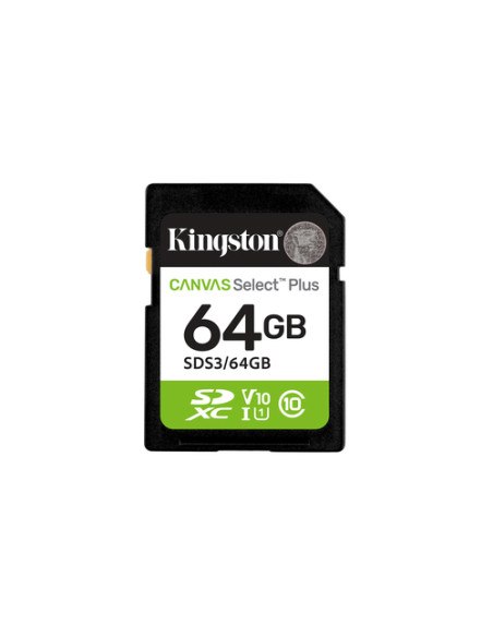 Kingston Technology 64GB SDXC Canvas Select Plus Gen3 100MB/s C10 UHS-I U1 V10