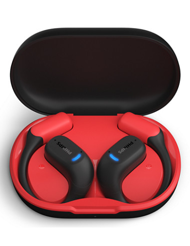 Philips Serie 6000 TAA6709BK/00 cuffia e auricolare True Wireless Stereo (TWS) A clip Sport Bluetooth Nero, Rosso