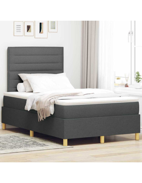 Letto a molle con materasso Grigio scuro 120 x 200 cm Tessuto