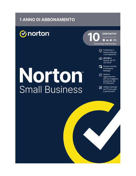 Norton Small Business | Protezione antivirus per piccole imprese e small office | 10 dispositivi | Licenza di 1 anno