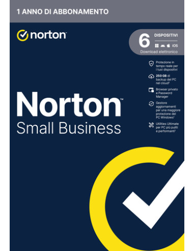 Norton Small Business | Protezione antivirus per piccole imprese e small office | 6 dispositivi | Licenza di 1 anno