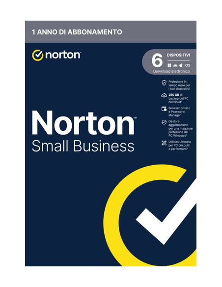 Norton Small Business | Protezione antivirus per piccole imprese e small office | 6 dispositivi | Licenza di 1 anno