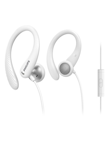 Philips TAA1105WT/00 Cuffie con Filo per Fitness e Sport, Microfono, IPX2 Resistenti al Sudore, Supporti per l'orecchio Flessibi