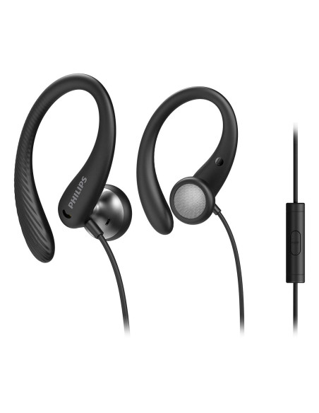 Philips TAA1105BK/00 Cuffie con Filo per Fitness e Sport, Microfono, IPX2 Resistenti al Sudore, Supporti per l'orecchio Flessibi