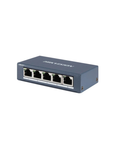HIKVISION SWITCH 5 PORT GIGABIT UNMANAGED SWITCH 5  GIGABIT RJ45 PORTS, DESKTOP STEEL CASE UNMANAGED