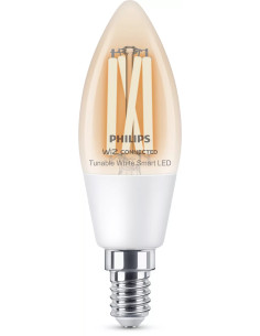 Philips LED Lampadina Smart Filament Dimmerabile Luce Bianca da Calda a Fredda Attacco E14 40W Candela