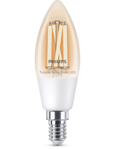 Philips LED Lampadina Smart Filament Dimmerabile Luce Bianca da Calda a Fredda Attacco E14 40W Candela