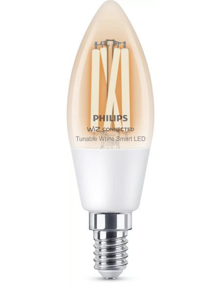 Philips LED Lampadina Smart Filament Dimmerabile Luce Bianca da Calda a Fredda Attacco E14 40W Candela