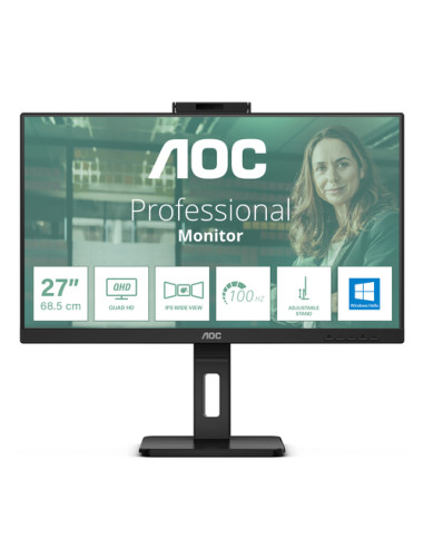 AOC Q27P3CW Monitor PC 68,6 cm (27") 2560 x 1440 Pixel Quad HD LED Nero