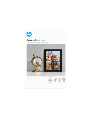 HP Carta fotografica Advanced, lucida, 250 g/m2, A4 (210 x 297 mm), 25 fogli