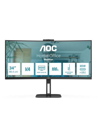 AOC V5 CU34V5CW Monitor PC 86,4 cm (34") 3440 x 1440 Pixel Wide Quad HD LED Nero