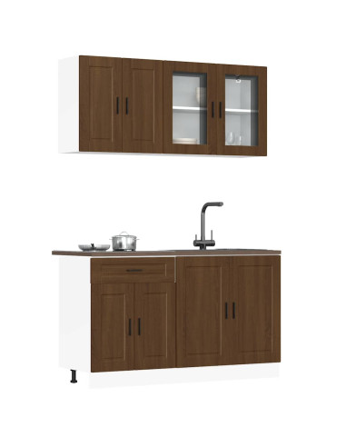 Set Mobili da Cucina 4 pz Porto Rovere Marrone in Truciolato