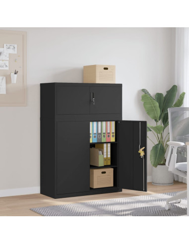 Armadio Classificatore Nero 90x40x130 cm in Acciaio