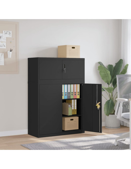 Armadio Classificatore Nero 90x40x130 cm in Acciaio