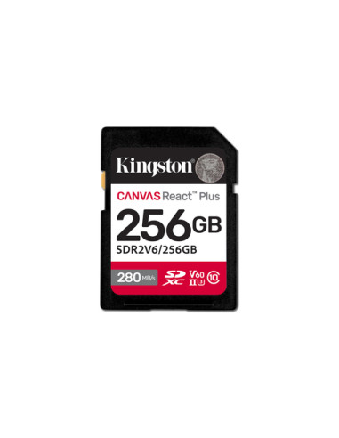 Kingston Technology 256GB Canvas React Plus SDXC UHS-II 280R/150W U3 V60 for Full HD/4K