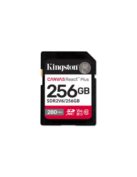 Kingston Technology 256GB Canvas React Plus SDXC UHS-II 280R/150W U3 V60 for Full HD/4K