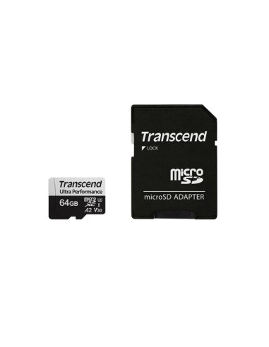 TRANSCEND MEMORY CARD 64GB microSD w/ adapter UHS-I U3 A2 Ultra Performance
