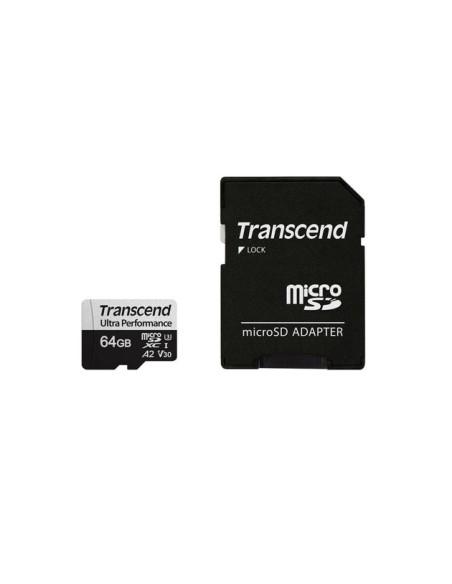 TRANSCEND MEMORY CARD 64GB microSD w/ adapter UHS-I U3 A2 Ultra Performance