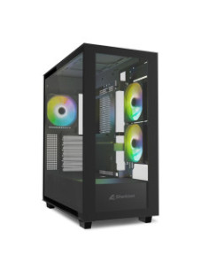 SHARKOON CASE REBEL C60 RGB BLACK ATX 2x U3, 1x Type-C,TRRS, 2x Tempered Glass, 4x 120 ARGB PWM, ARG