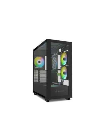 SHARKOON CASE REBEL C60 RGB BLACK ATX 2x U3, 1x Type-C,TRRS, 2x Tempered Glass, 4x 120 ARGB PWM, ARG