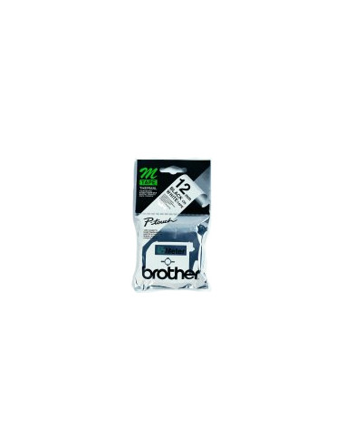 Brother Labelling Tape - 12mm, Black/White, Blister nastro per etichettatrice M