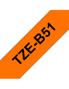 Brother TZE-B51 nastro per etichettatrice Nero su arancione fluorescente