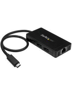 StarTech.com Hub USB 3.0 (5Gbps) a 3 porte con USB-C e Ethernet Gigabit - Include Adattatore di Alimentazione