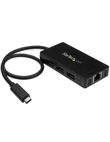 StarTech.com Hub USB 3.0 (5Gbps) a 3 porte con USB-C e Ethernet Gigabit - Include Adattatore di Alimentazione