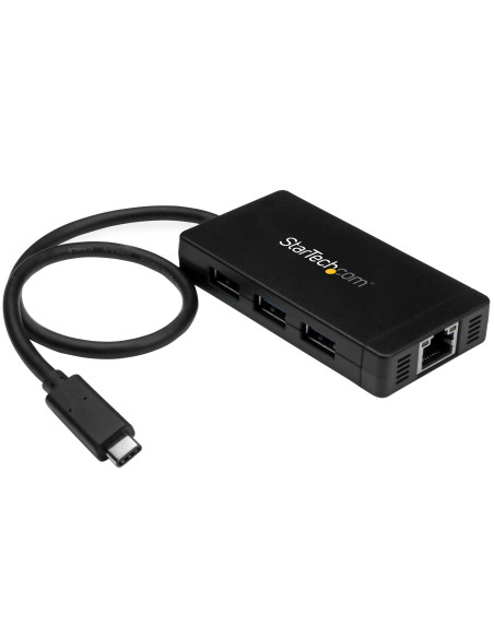 StarTech.com Hub USB 3.0 (5Gbps) a 3 porte con USB-C e Ethernet Gigabit - Include Adattatore di Alimentazione