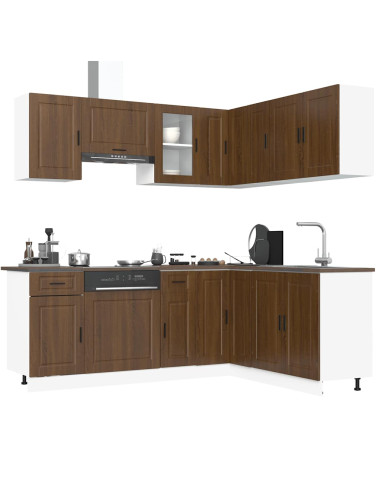 Set Mobili da Cucina 11 pz Porto Rovere Marrone in Truciolato