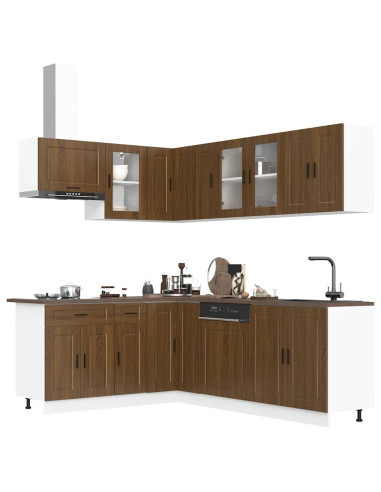 Set Mobili da Cucina 11 pz Porto Rovere Marrone in Truciolato