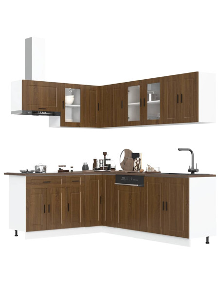 Set Mobili da Cucina 11 pz Porto Rovere Marrone in Truciolato