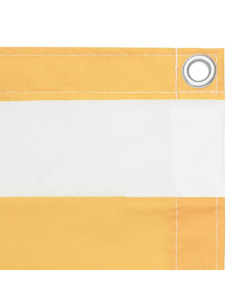 Paravento Balcone Bianco e Giallo 90x600 cm Tessuto Oxford