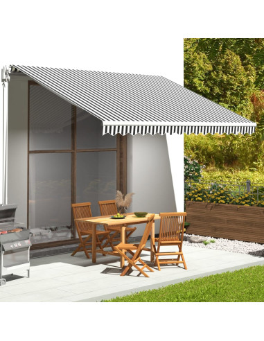 Tessuto di Ricambio Tenda da Sole Antracite e Bianco 4,5x3,5 m