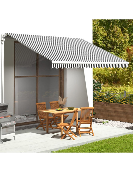 Tessuto di Ricambio Tenda da Sole Antracite e Bianco 4,5x3,5 m