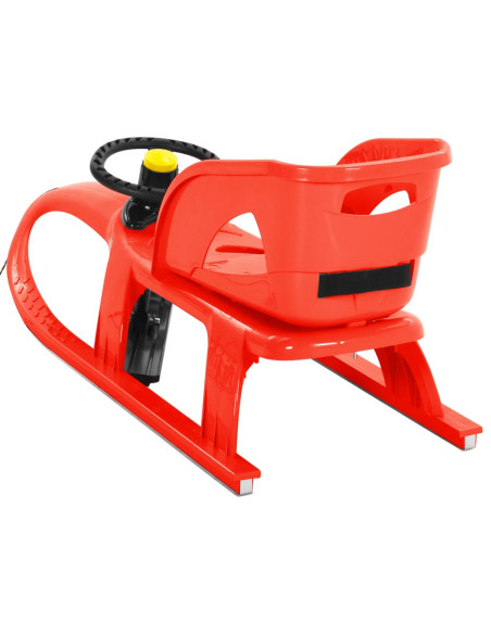 Slittino con Seduta e Volante Rosso 102,5x40x23cm Polipropilene