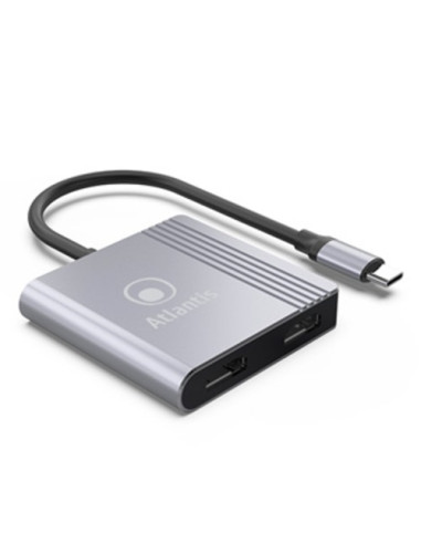 ADATTATORE ATLANTIS A04-TC_2HDMI+ da USB-C a HDMI 1920x1080@60Hz 18cm IN: 1x USB-C OUT: 2x HDMI v.1.4 (v.1.2 in Dual mode)