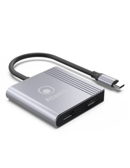 ADATTATORE ATLANTIS A04-TC_2HDMI+ da USB-C a HDMI 1920x1080@60Hz 18cm IN: 1x USB-C OUT: 2x HDMI v.1.4 (v.1.2 in Dual mode)