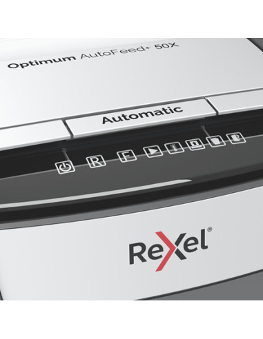 Rexel Optimum AutoFeed+ 50X distruggi documenti Triturazione incrociata 55 dB 22 cm Nero, Grigio