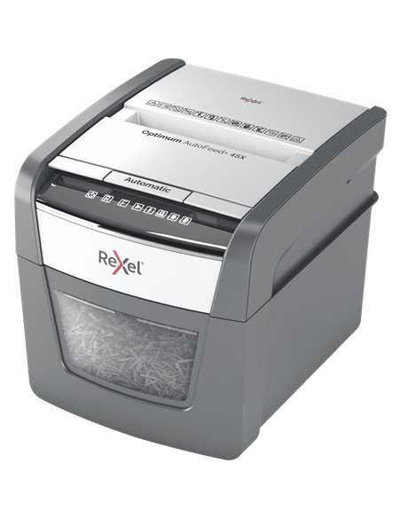 Rexel AutoFeed 45X distruggi documenti Triturazione incrociata 55 dB Nero, Argento