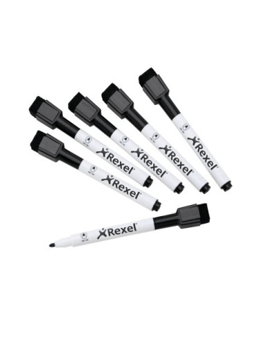 Rexel Pennarelli magnetici cancellabili a secco nero (6)