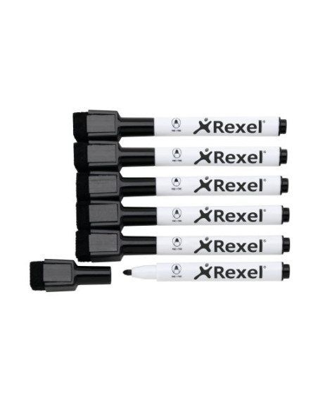 Rexel Pennarelli magnetici cancellabili a secco nero (6)