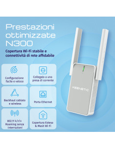 Keenetic Buddy 4 Range Extender Wi-Fi N300 con funzionalità Mesh e porta Fast Ethernet 2
