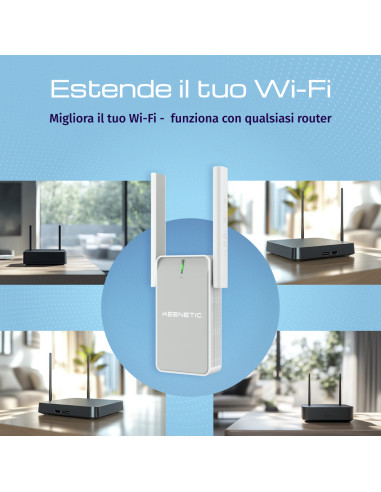 Keenetic Buddy 4 Range Extender Wi-Fi N300 con funzionalità Mesh e porta Fast Ethernet