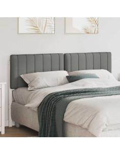 Testiera imbottita Bianco e grigio chiaro 160 cm Pino massello