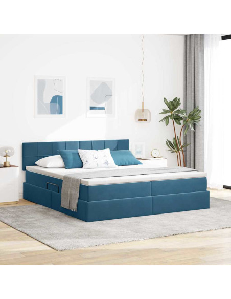 Letto con Contenitore con materasso Blu Scuro 90 x 200 cm