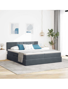 Letto con Contenitore con materasso Grigio scuro 100 x 200 cm