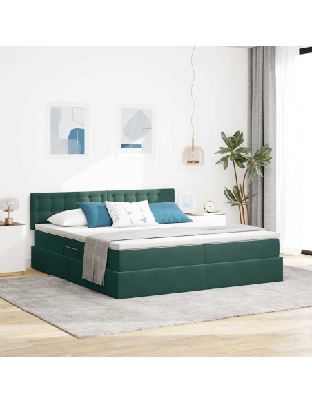 Letto con Contenitore con materasso Verde Scuro 100 x 200 cm